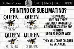 instructions for using this queen of the hive quote digital file in png or jpeg format for printing or sublimation projects