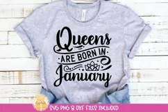 January Birthday Queen Quote on Shirt Mockup