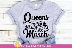 March Birthday Queen Quote on Shirt Mockup 
