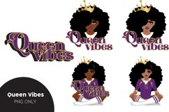 Queen Vibes Black Woman Illustration in Purple Product Image 1