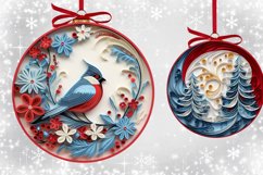 Quilling 3D Round Christmas Ornaments Bundle Sublimation PNG Product Image 4