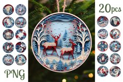Quilling 3D Round Christmas Ornaments Bundle Sublimation PNG Product Image 1