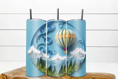 d tumbler wrap bundle 20 oz contains 4 skinny tumbler wrap sublimaton designs with 3d quilling sublimation designs hot air balloon hovering over the mountains. 