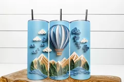 d tumbler wrap bundle 20 oz contains 4 skinny tumbler wrap sublimaton designs with 3d quilling sublimation designs hot air balloon hovering over the mountains. 