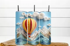 d tumbler wrap bundle 20 oz contains 4 skinny tumbler wrap sublimaton designs with 3d quilling sublimation designs hot air balloon hovering over the mountains. 