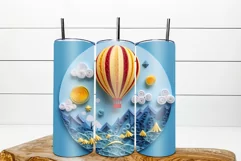 d tumbler wrap bundle 20 oz contains 4 skinny tumbler wrap sublimaton designs with 3d quilling sublimation designs hot air balloon hovering over the mountains. 