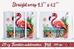 Flamingo sublimation l Quilling Tumbler wrap Product Image 1