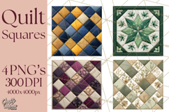 Quilt Squares Clipart PNG Rustic Patchwork Product Image 1
