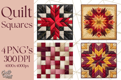 Quilt Squares Clipart PNG Rustic Patchwork Product Image 1