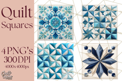 Quilt Squares Clipart PNG Rustic Patchwork Product Image 1