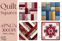 Quilt Squares Clipart PNG Rustic Patchwork Product Image 1