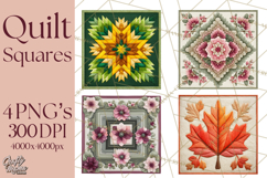 Quilt Squares Clipart PNG Rustic Patchwork Product Image 1