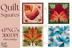 Quilt Squares Clipart PNG Rustic Patchwork Product Image 1