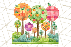 Quilted Town Clipart, Patchwork Village PNG, Cartoon Quilted Product Image 2