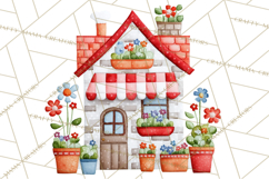 Quilted Town Clipart, Patchwork Village PNG, Cartoon Quilted Product Image 4