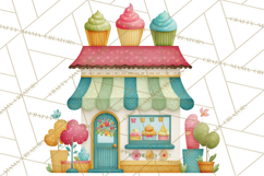 Quilted Town Clipart, Patchwork Village PNG, Cartoon Quilted Product Image 5