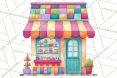 Quilted Town Clipart, Patchwork Village PNG, Cartoon Quilted Product Image 3