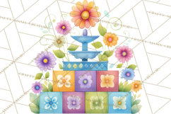 Quilted Town Clipart, Patchwork Village PNG, Cartoon Quilted Product Image 2