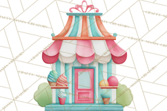 Quilted Town Clipart, Patchwork Village PNG, Cartoon Quilted Product Image 3