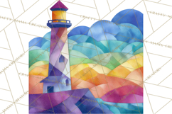 Quilted Town Clipart, Patchwork Village PNG, Cartoon Quilted Product Image 4