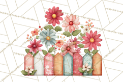 Quilted Town Clipart, Patchwork Village PNG, Cartoon Quilted Product Image 5