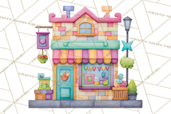 Quilted Town Clipart, Patchwork Village PNG, Cartoon Quilted Product Image 3