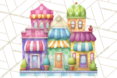 Quilted Town Clipart, Patchwork Village PNG, Cartoon Quilted Product Image 3