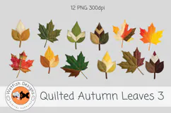 Quilted Fabric PNG Leaves 3 Product Image 1