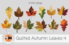 Quilted Fabric PNG Leaves 4 Product Image 1
