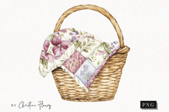 Quilted Basket Clipart | Cottagecore PNG Product Image 1