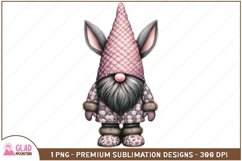 Easter Bunny Gnome sublimation png, Quilted Gnome bunny png Product Image 1
