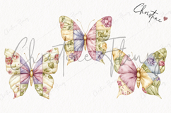 Quilted Butterflies Clipart | Cottagecore PNG Product Image 3