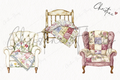 Quilted Chair Clipart | Cottagecore PNG Product Image 3