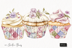 Quilted Cupcakes Clipart | Cottagecore PNG Product Image 1