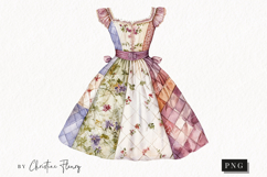 Quilted Dress Clipart | Cottagecore PNG Product Image 1