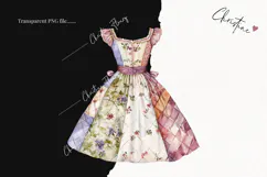 Quilted Dress Clipart | Cottagecore PNG Product Image 2