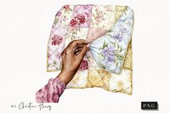 Quilted Hand Clipart | Cottagecore PNG Product Image 1