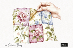 Quilted Hand Clipart | Cottagecore PNG Product Image 1
