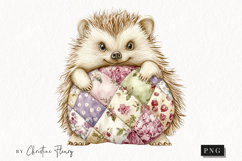 Quilted Hedgehog Clipart | Cottagecore PNG Product Image 1