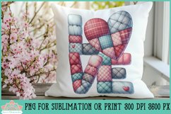 Quilted Love Heart Pillow | Valentine Sublimation Product Image 1