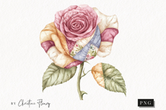 Quilted Rose Clipart | Cottagecore PNG Product Image 1