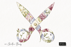 Quilted Scissors Clipart | Cottagecore PNG Product Image 1
