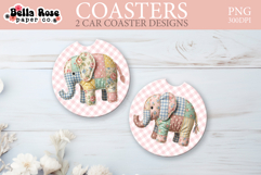 Patchwork Elephants | Car Coaster Keychain Sublimation Product Image 1