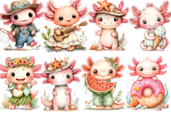 Quirky Axolotl Swim Clipart png Watercolor png Product Image 2