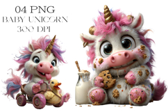 Quirky Baby Unicorn Clipart Product Image 1