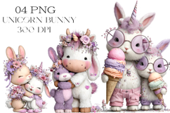 Quirky Baby Unicorn With Bunny Clipart Product Image 1