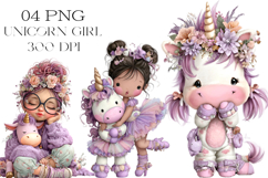 Quirky Baby Unicorn With Girl Clipart Product Image 1