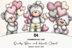 Quirky Bear and Hearts Clipart Product Image 1