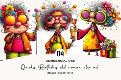 Quirky Birthday old woman clip art Product Image 1