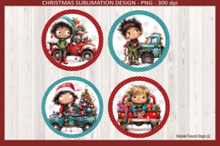 Quirky Christmas Boy, Truck Ornaments, Sublimation Png Product Image 1